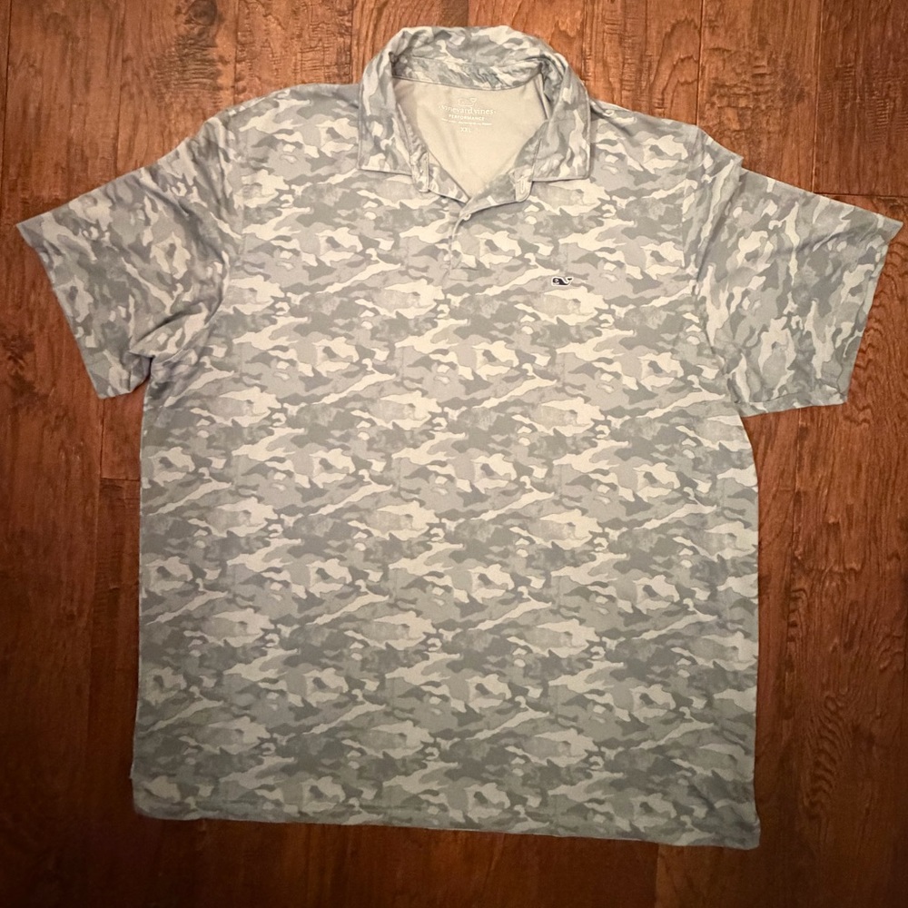 Vineyard Vines Men’s Gray Camo Performance Polo XXL